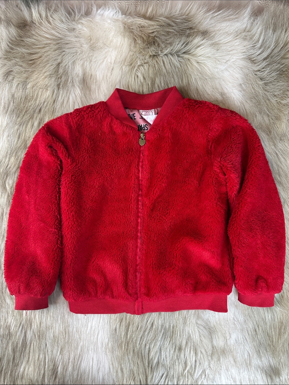 365 Kids by Garanimals Red Sherpa Fleece Zip-Up Jacket Size 7